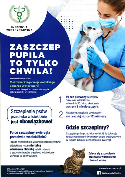 Kampania informacyjna dotyczaca szczepień zwierząt